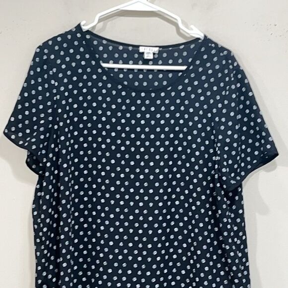 Beautiful Black & White Polka Dot Top By Spense. Size Large - Picture 2 of 5
